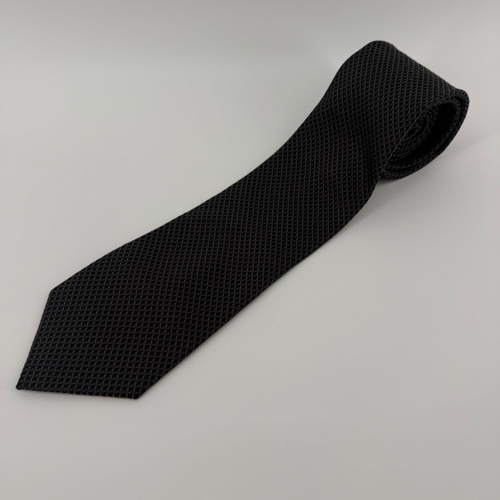 Nordstrom Mens Extra Long Silk Tie Black Geometric Micro Pattern Formal Business
